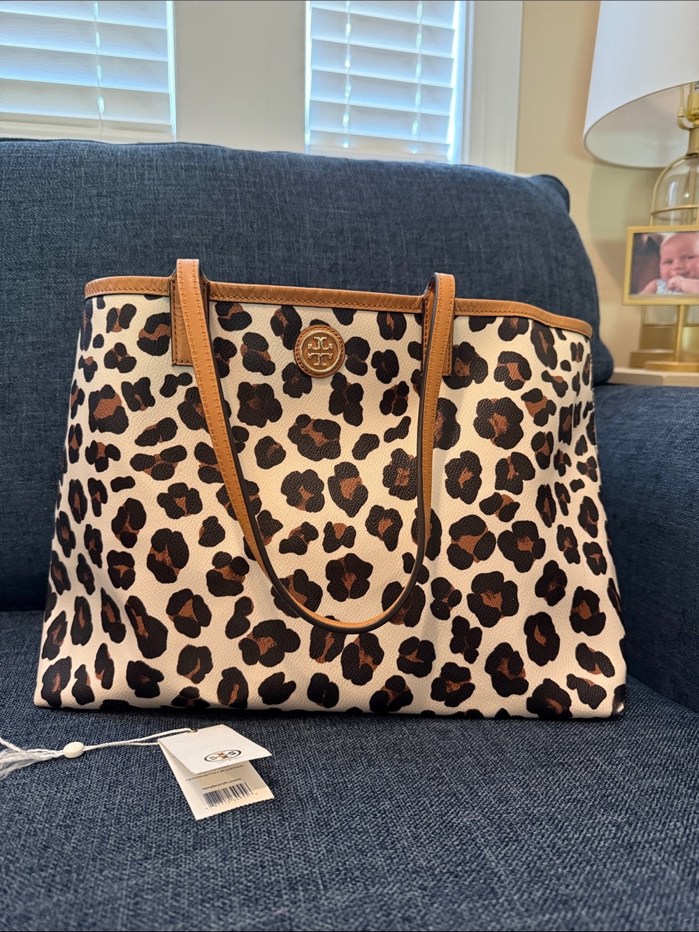 Tory Burch Kerrington shopper Leopard-Print Tote with Tan Trim